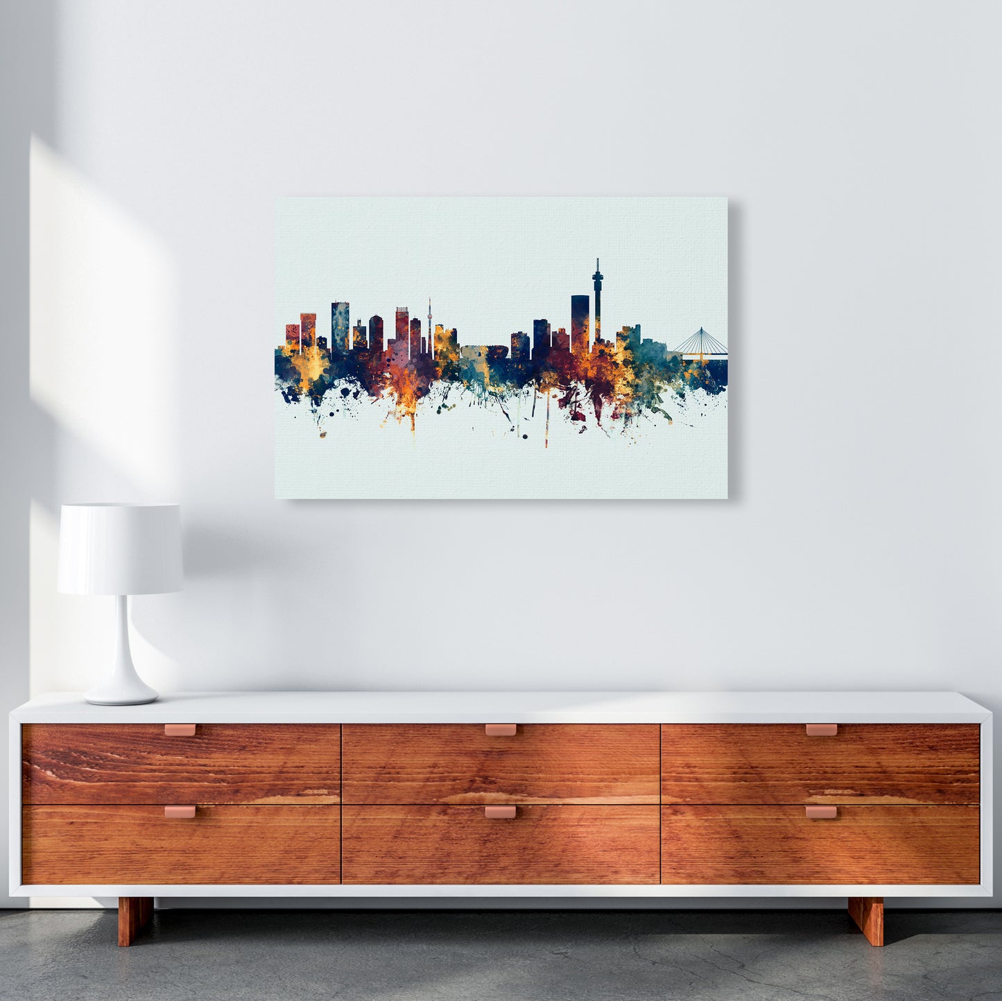 Johannesburg South Africa Skyline Blue Orange Art Print by Michael Tompsett A1 Canvas
