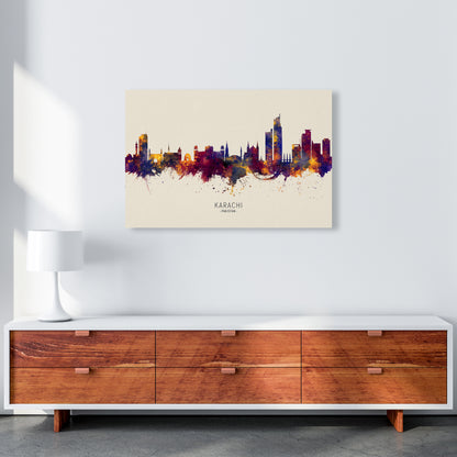 Karachi Pakistan Skyline Autumn City Name Art Print by Michael Tompsett A1 Canvas