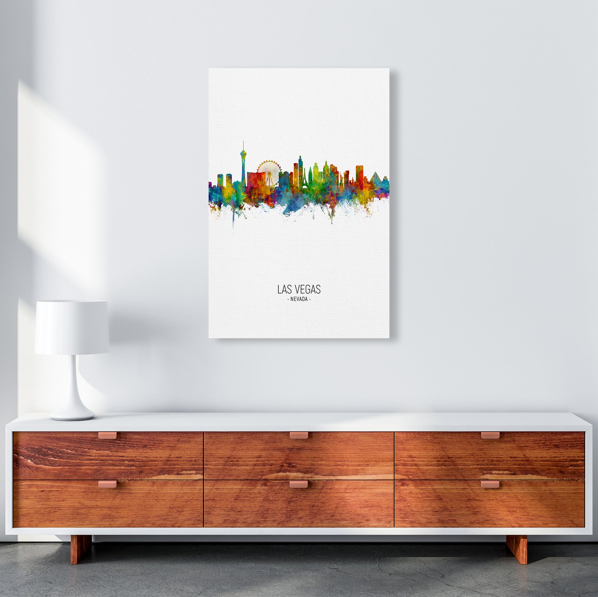 Las Vegas Nevada Skyline Portrait Art Print by Michael Tompsett A1 Canvas