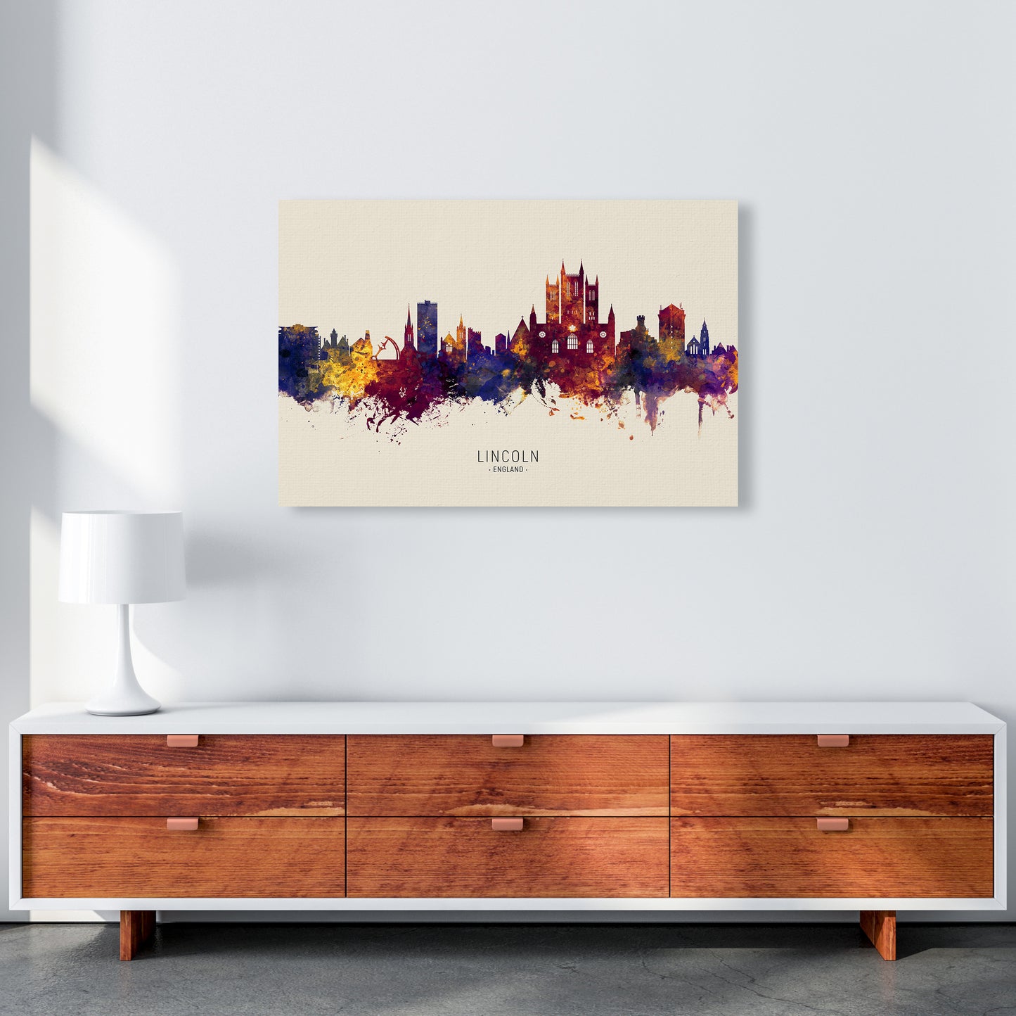 Lincoln England Skyline Autumn City Name Art Print by Michael Tompsett A1 Canvas