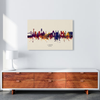 Lisbon Portugal Skyline Autumn City Name Art Print by Michael Tompsett A1 Canvas