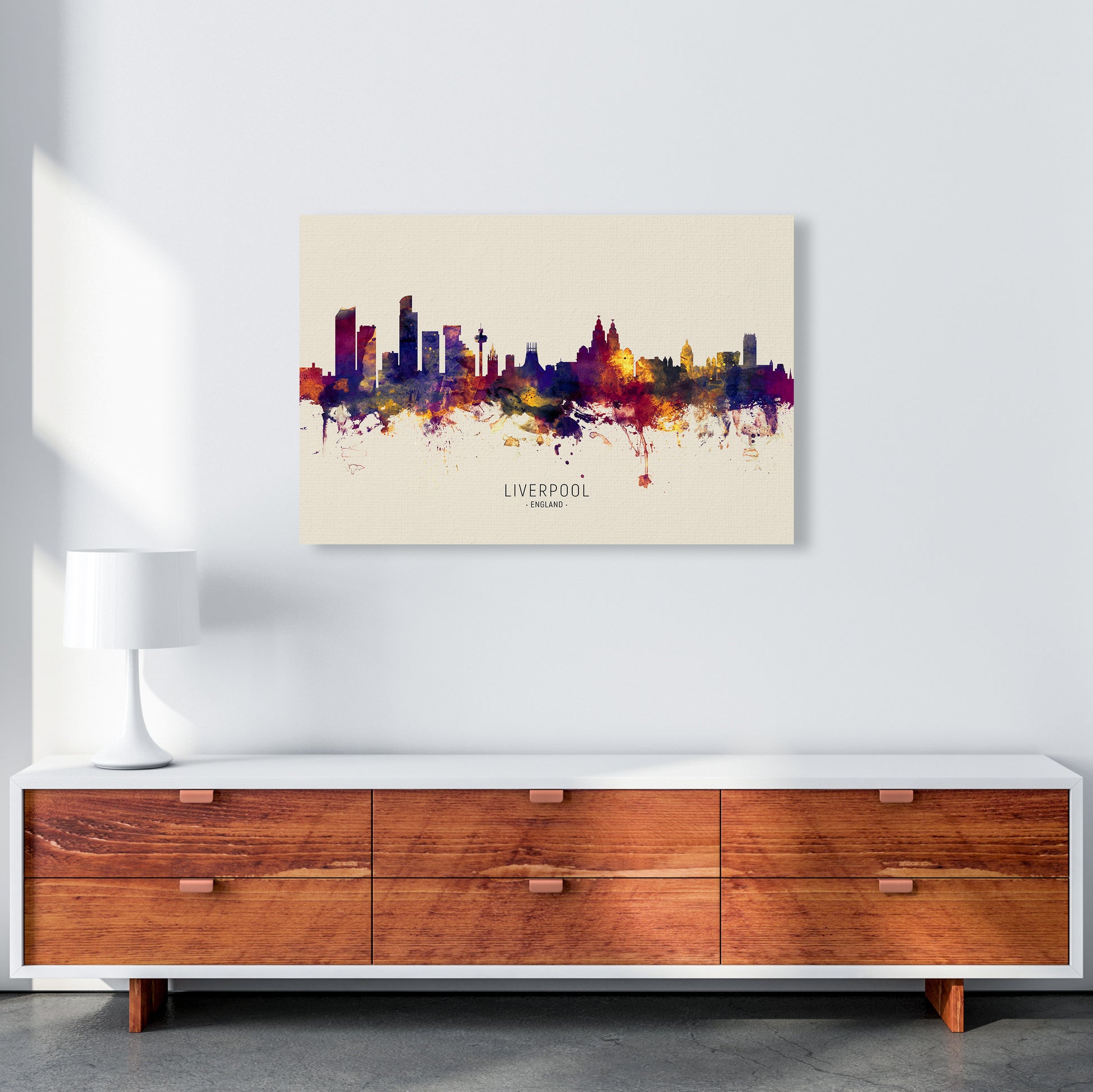 Liverpool England Skyline Autumn City Name Art Print by Michael Tompsett A1 Canvas
