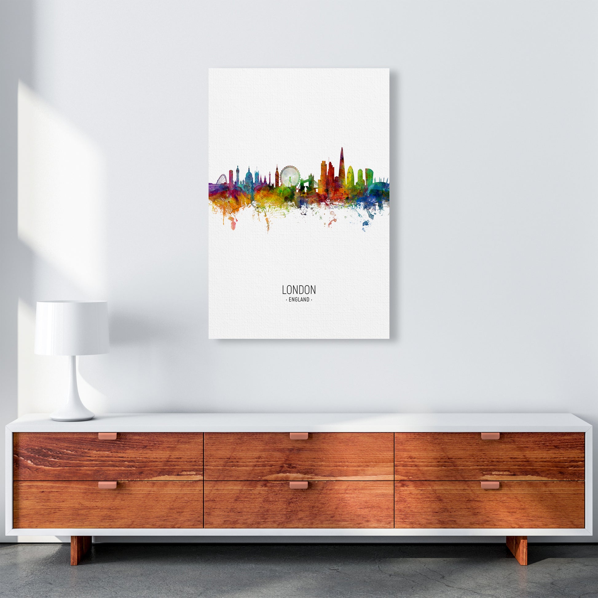 London England Skyline Portrait Art Print by Michael Tompsett A1 Canvas