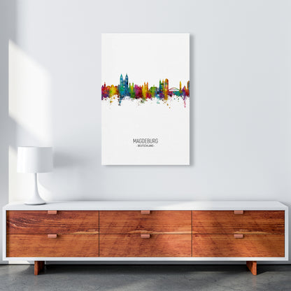 Magdeburg Deutschland Skyline Portrait Art Print by Michael Tompsett A1 Canvas