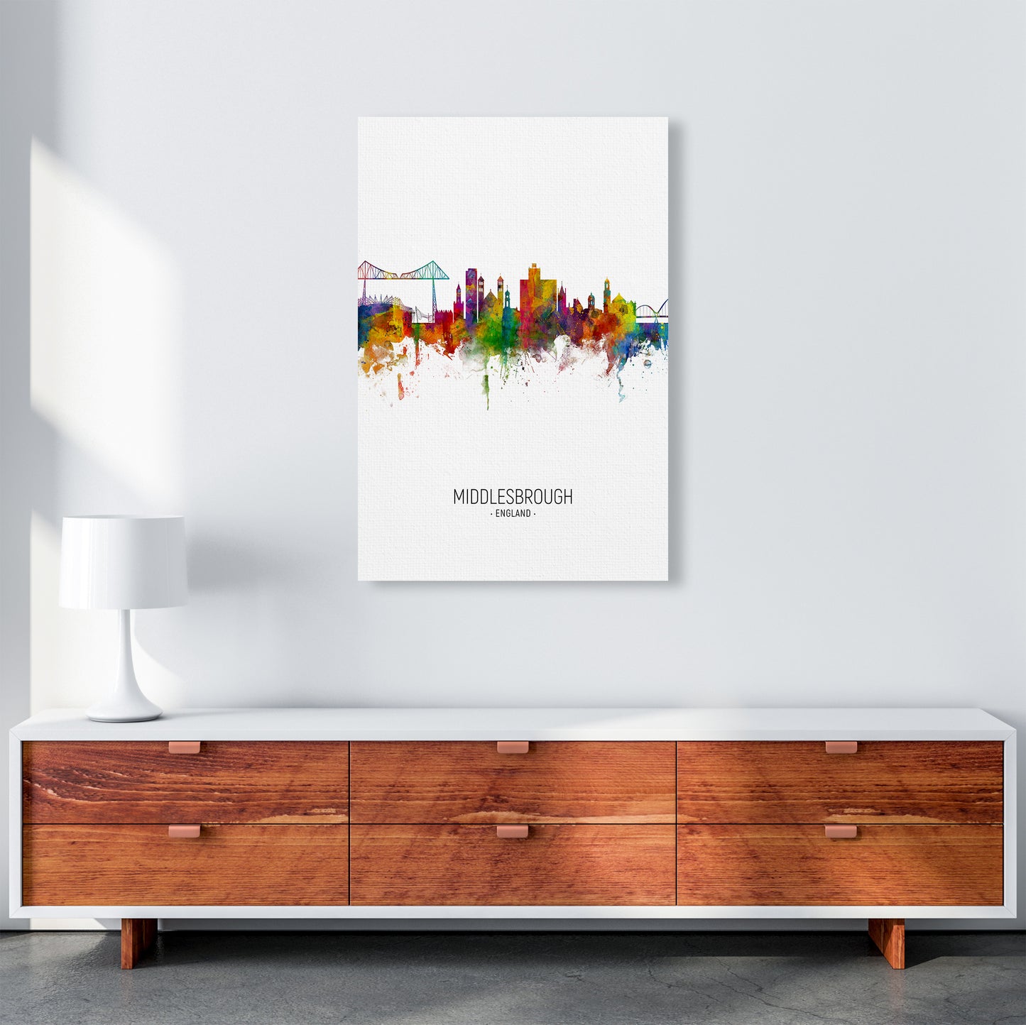 Middlesbrough England Skyline Portrait Art Print by Michael Tompsett A1 Canvas
