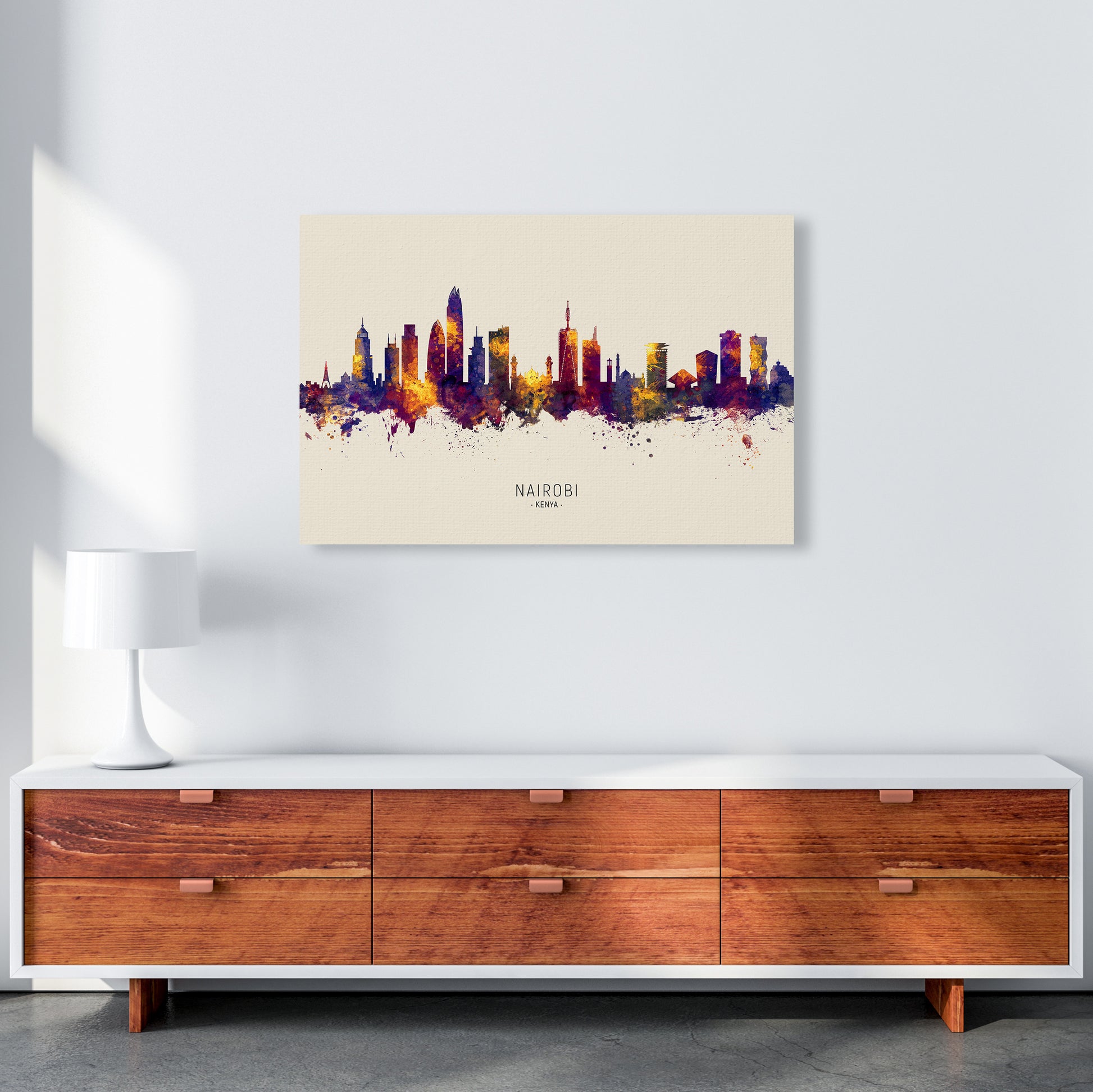 Nairobi Kenya Skyline Autumn City Name Art Print by Michael Tompsett A1 Canvas