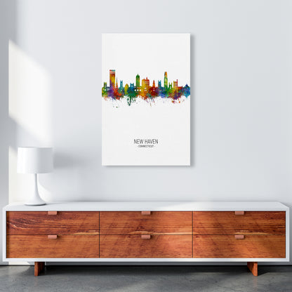 New Haven Connecticut Skyline Portrait Art Print by Michael Tompsett A1 Canvas