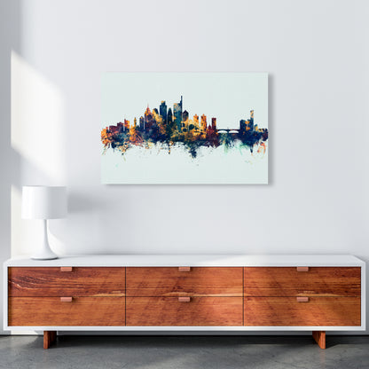 Philadelphia Pennsylvania Skyline Blue Orange Art Print by Michael Tompsett A1 Canvas