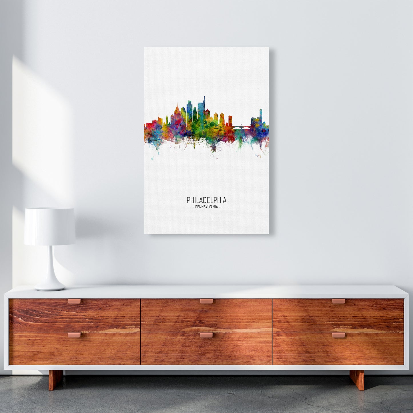Philadelphia Pennsylvania Skyline Portrait Art Print by Michael Tompsett A1 Canvas