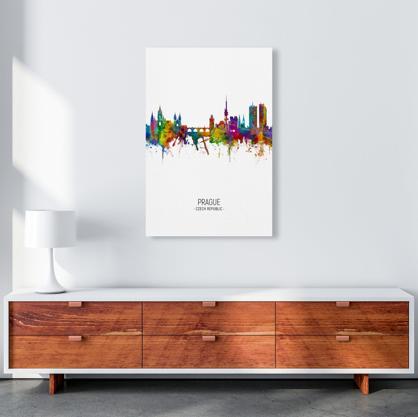 Prague Czech Republic Skyline Portrait Art Print by Michael Tompsett A1 Canvas