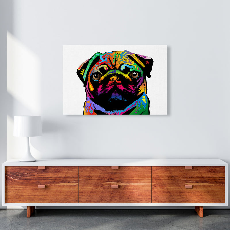 Pug Dog White Art Print by Michael Tompsett A1 Canvas