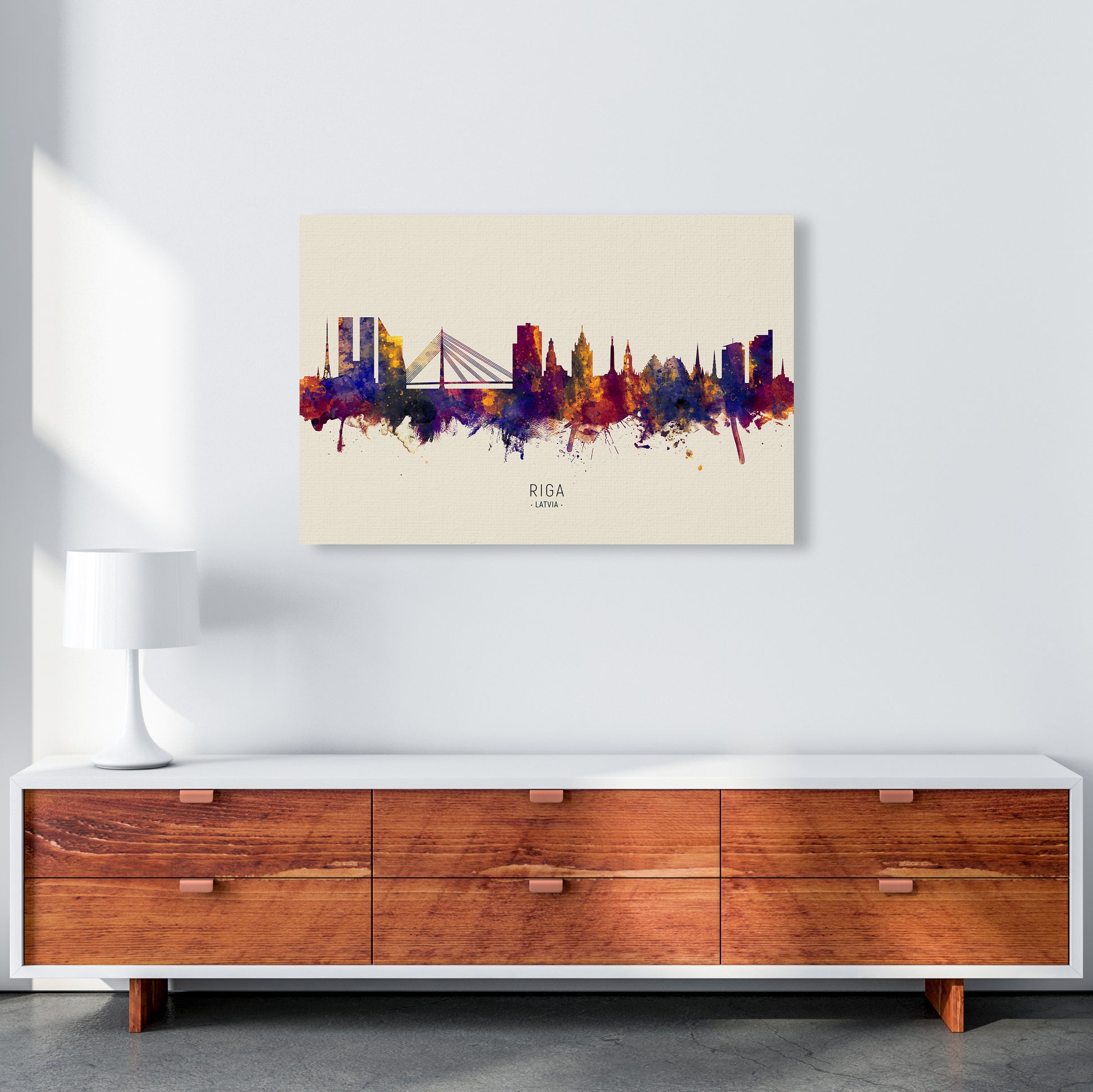 Riga Latvia Skyline Autumn City Name Art Print by Michael Tompsett A1 Canvas