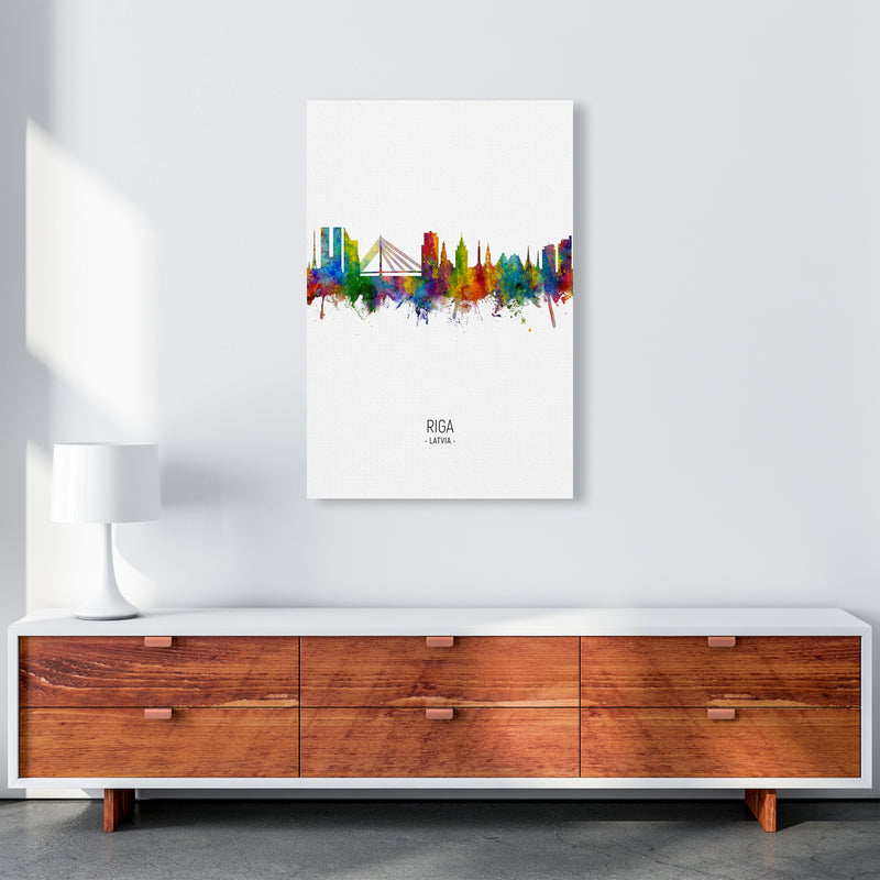 Riga Latvia Skyline Portrait Art Print by Michael Tompsett A1 Canvas