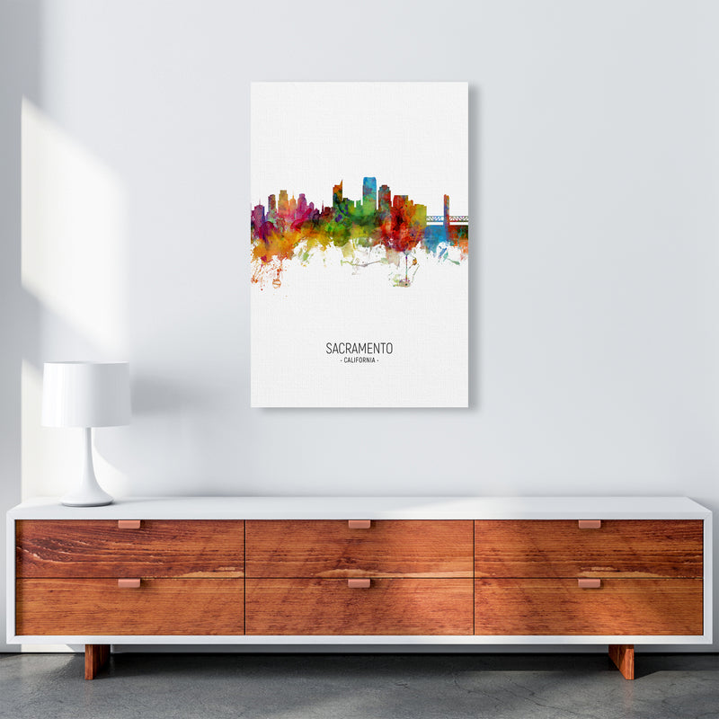 Sacramento California Skyline Portrait Art Print by Michael Tompsett A1 Canvas