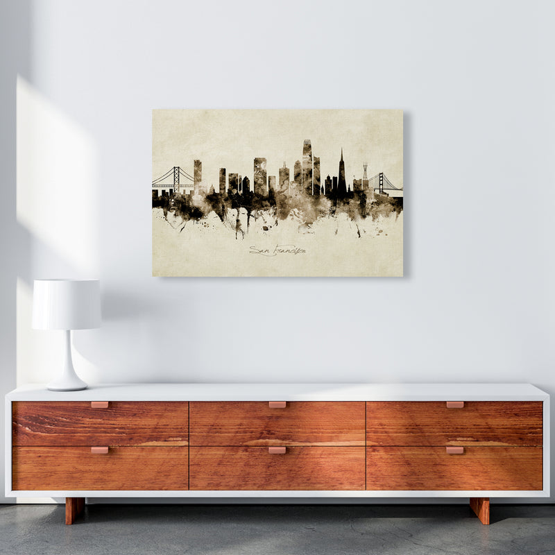 San Francisco California Skyline Vintage Art Print by Michael Tompsett A1 Canvas