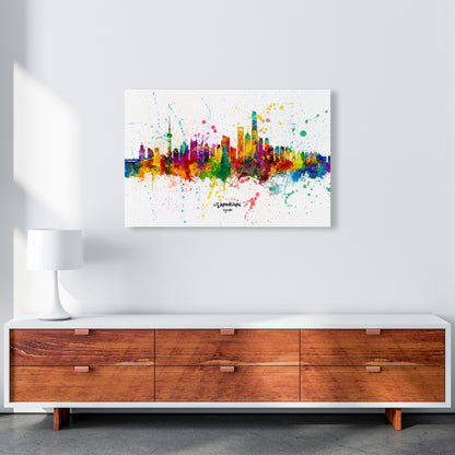 Shanghai China Skyline Splash Art Print by Michael Tompsett A1 Canvas