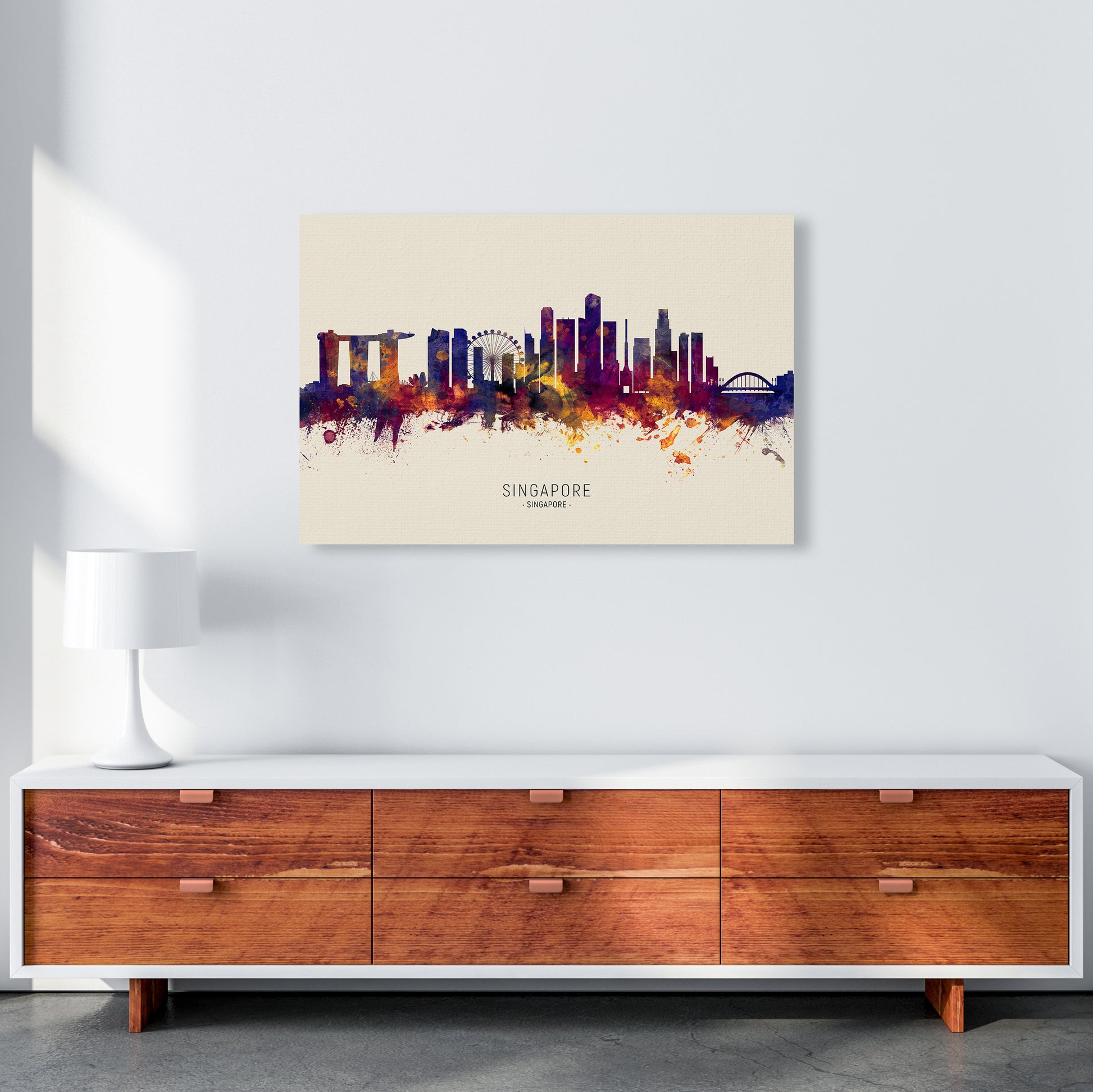 Singapore Singapore Skyline Autumn City Name Art Print by Michael Tompsett A1 Canvas