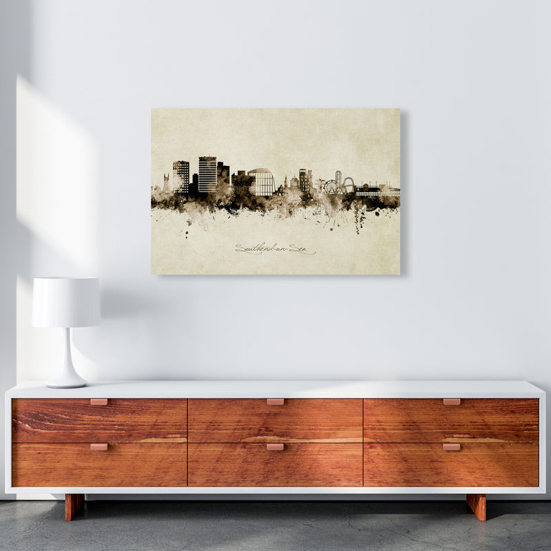 Southend-On-Sea England Skyline Vintage Art Print by Michael Tompsett A1 Canvas