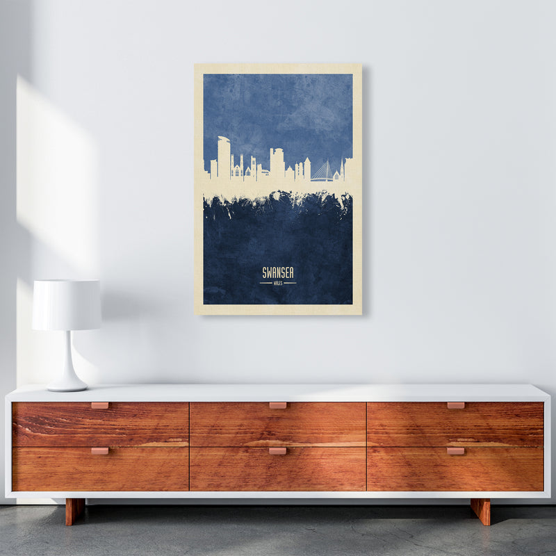 Swansea Wales Skyline Portrait Navy Art Print by Michael Tompsett A1 Canvas