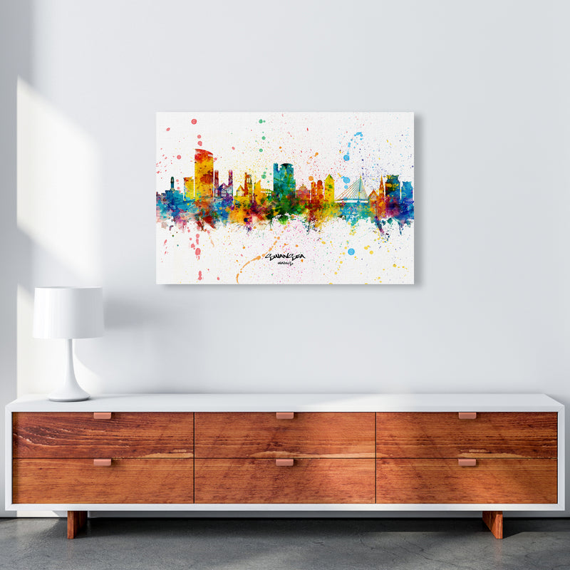 Swansea Wales Skyline Splash Art Print by Michael Tompsett A1 Canvas