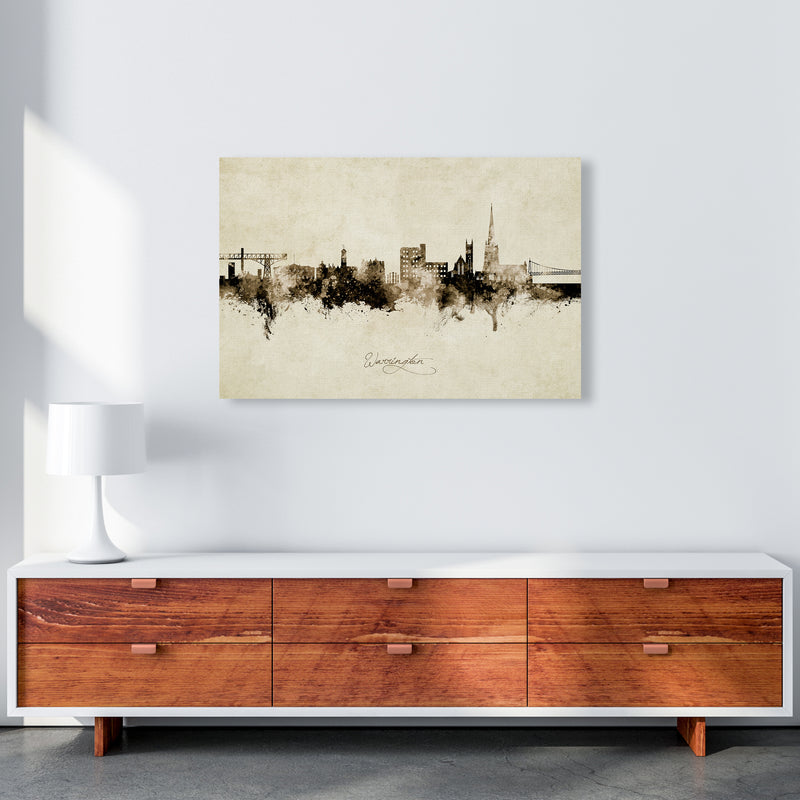 Warrington England Skyline Vintage Art Print by Michael Tompsett A1 Canvas