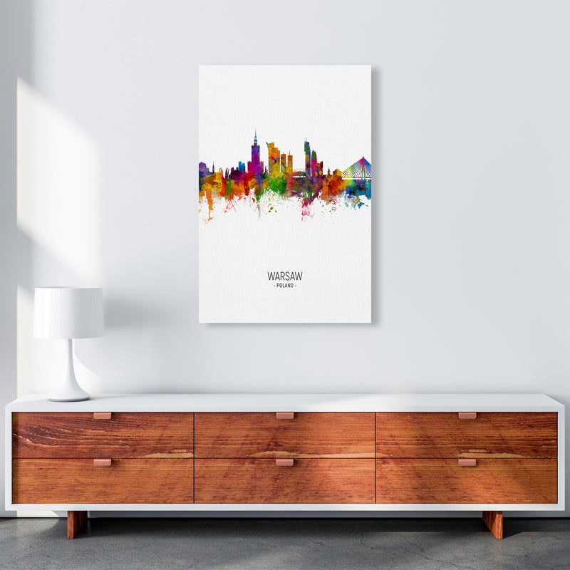 Warsaw Poland Skyline Portrait Art Print by Michael Tompsett A1 Canvas