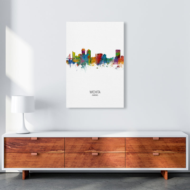 Wichita Kansas Skyline Portrait Art Print by Michael Tompsett A1 Canvas