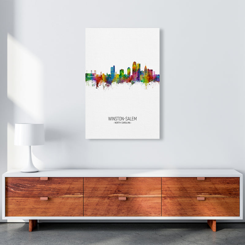 Winston-Salem North Carolina Skyline Portrait Art Print by Michael Tompsett A1 Canvas