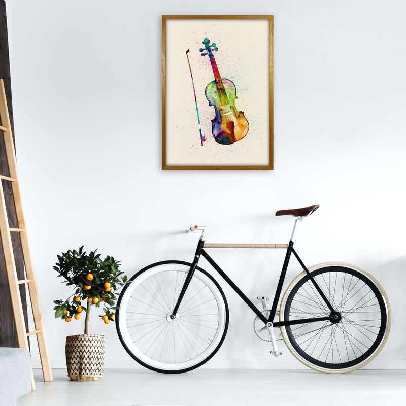 Violin Watercolour Multi-Colour Print by Michael Tompsett A1 Print Only
