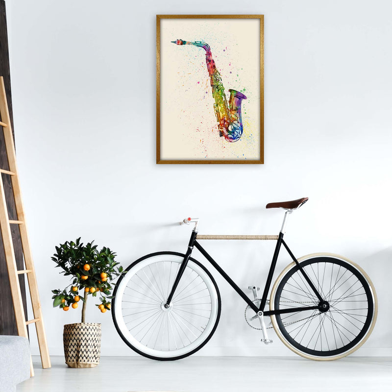 Saxophone Watercolour Multi-Colour Print by Michael Tompsett A1 Print Only