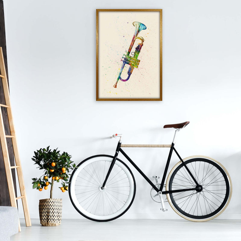 Trumpet Watercolour Multi-Colour Print by Michael Tompsett A1 Print Only