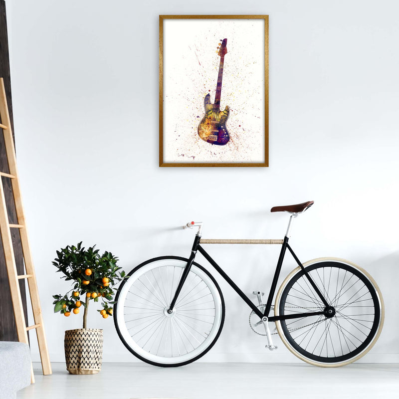 Electric Bass Guitar Watercolour  by Michael Tompsett A1 Print Only