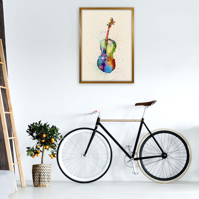Cello Watercolour Multi-Colour Art Print by Michael Tompsett A1 Print Only