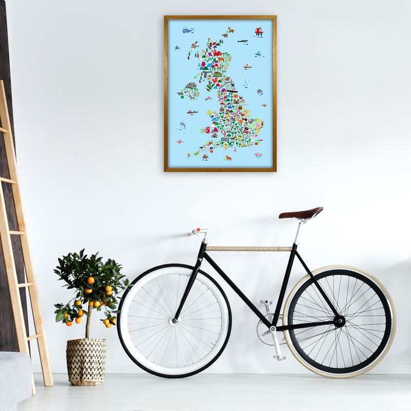 Animal Map of Great Britain Blue Print by Michael Tompsett A1 Print Only