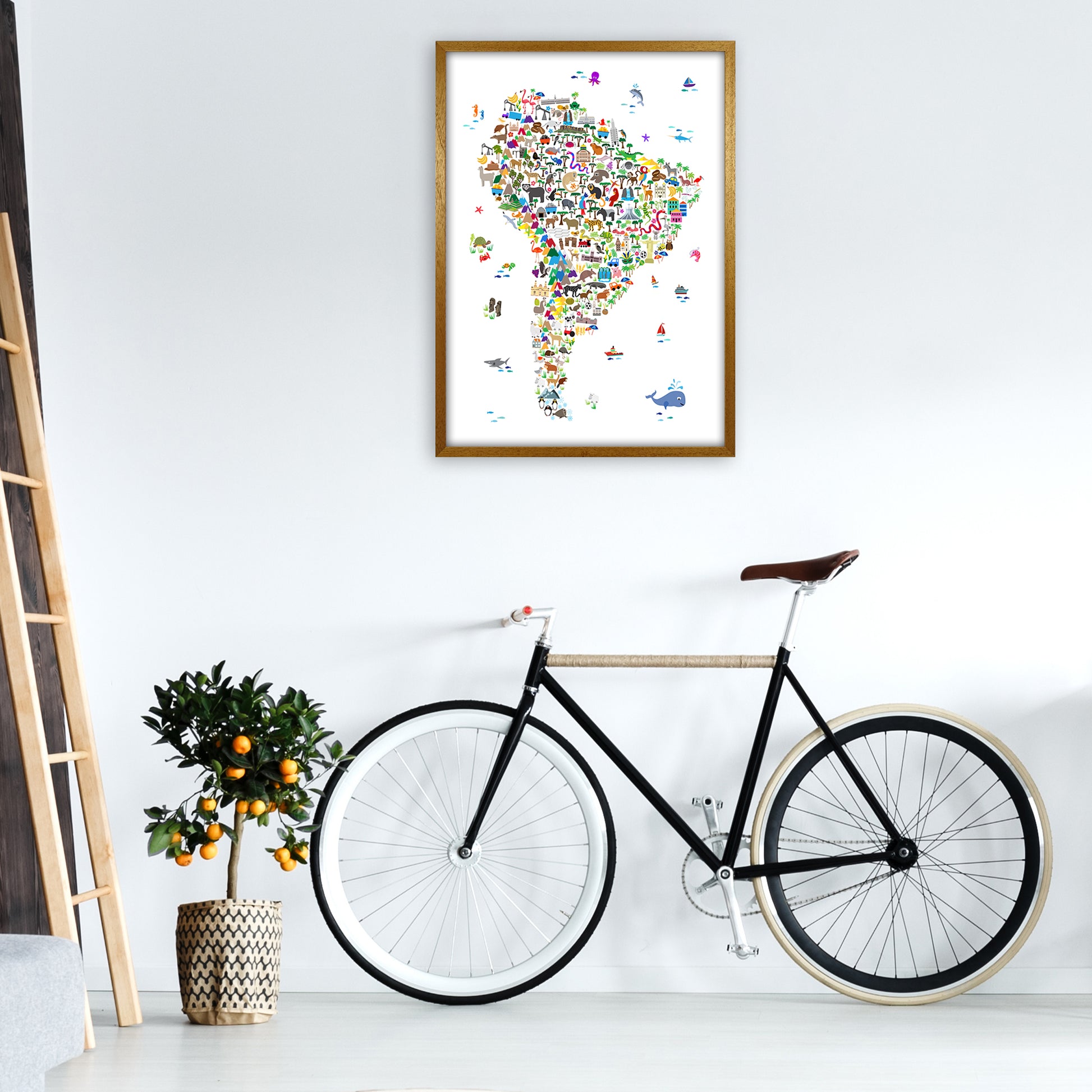 Animal Map of South America Nursery Print by Michael Tompsett A1 Print Only