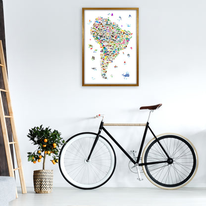 Animal Map of South America Nursery Print by Michael Tompsett A1 Print Only