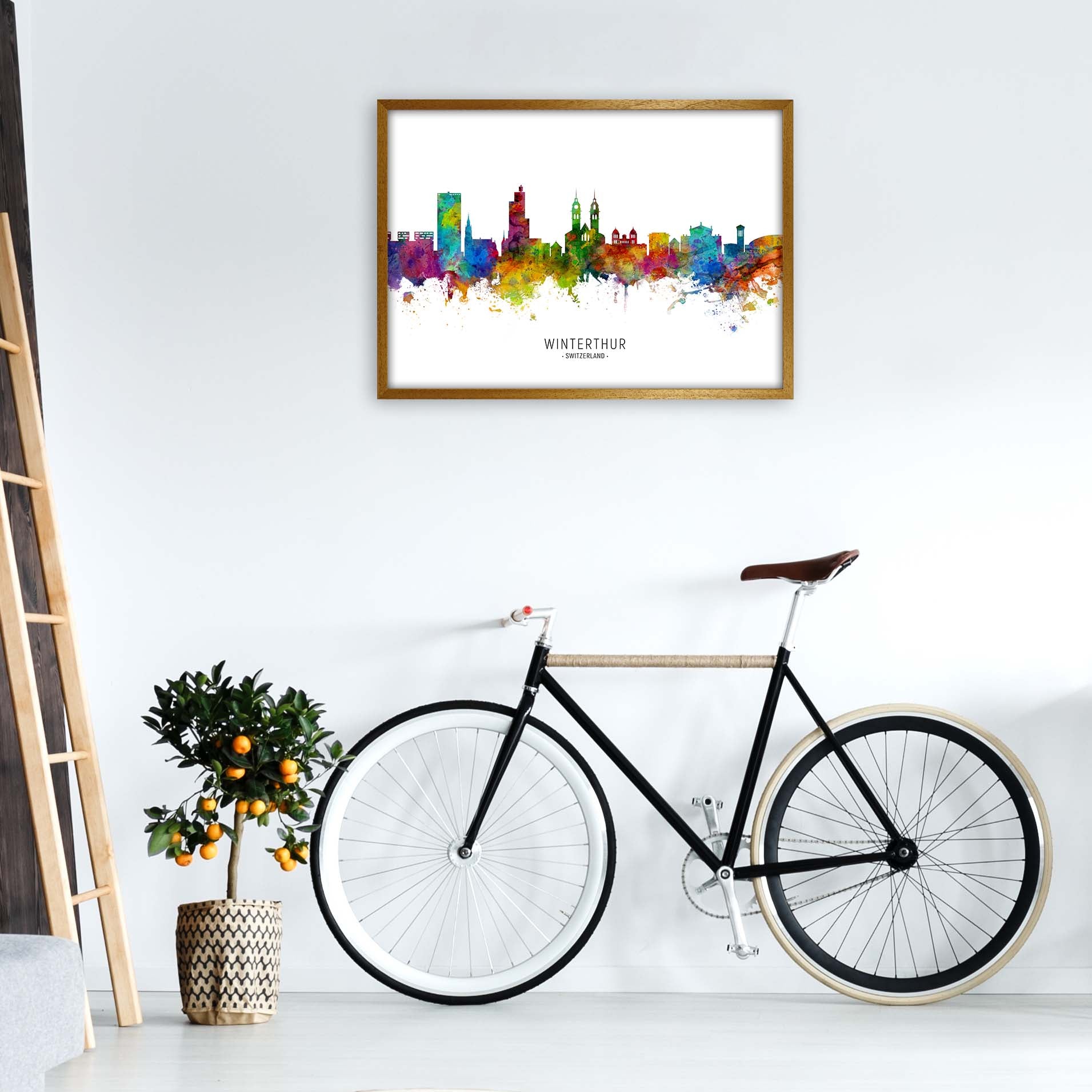 Winterthur Switzerland Skyline Art Print by Michael Tompsett A1 Print Only
