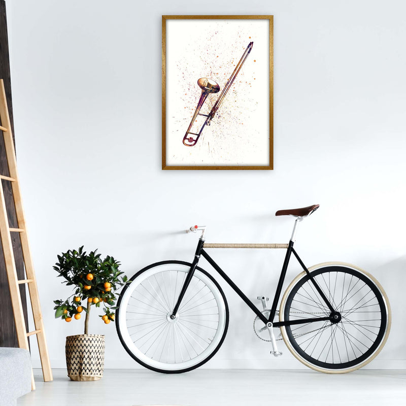 Trombone Watercolour Art Print by Michael Tompsett A1 Print Only