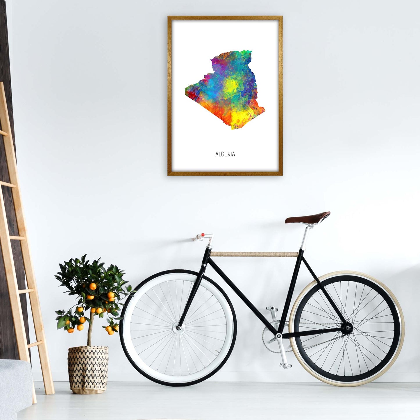 Algeria Watercolour Map Art Print by Michael Tompsett A1 Print Only