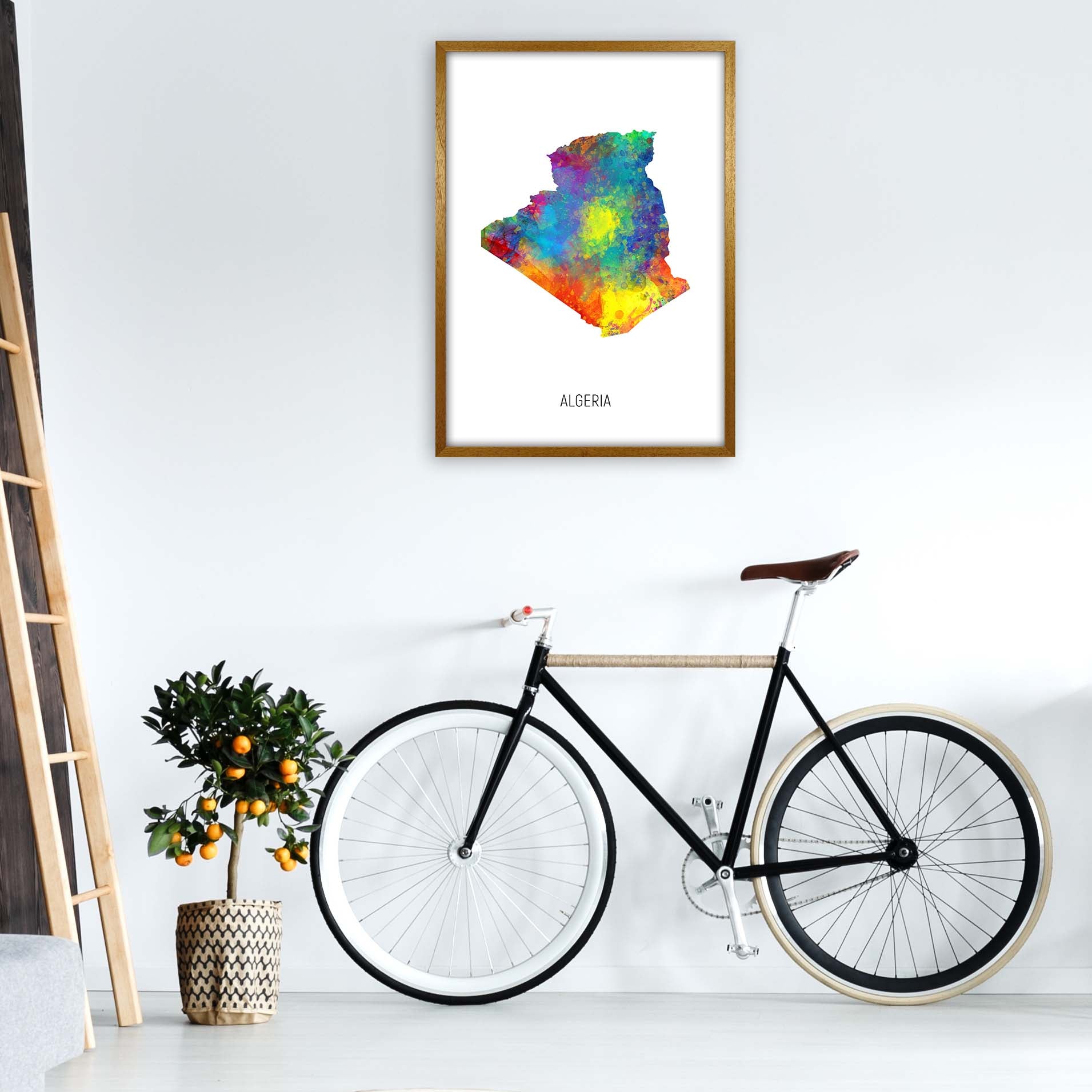 Algeria Watercolour Map Art Print by Michael Tompsett A1 Print Only