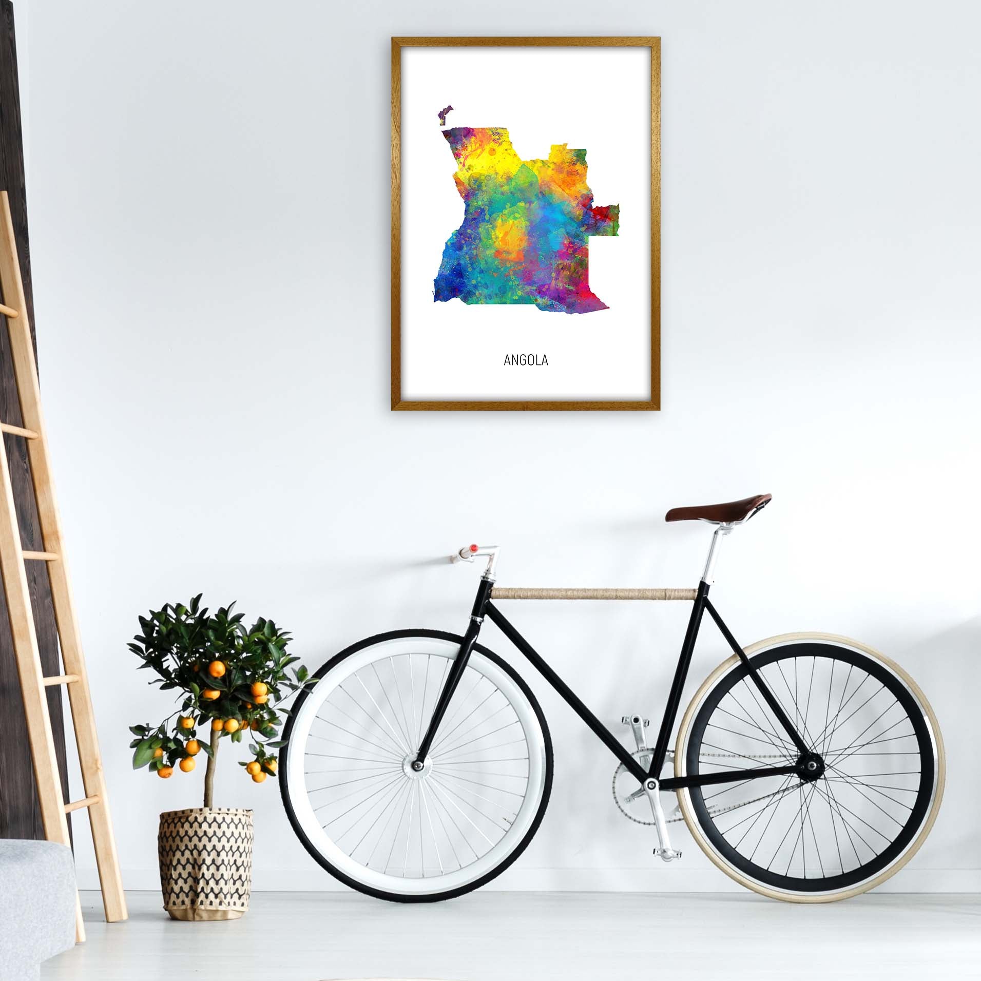 Angola Watercolour Map Art Print by Michael Tompsett A1 Print Only