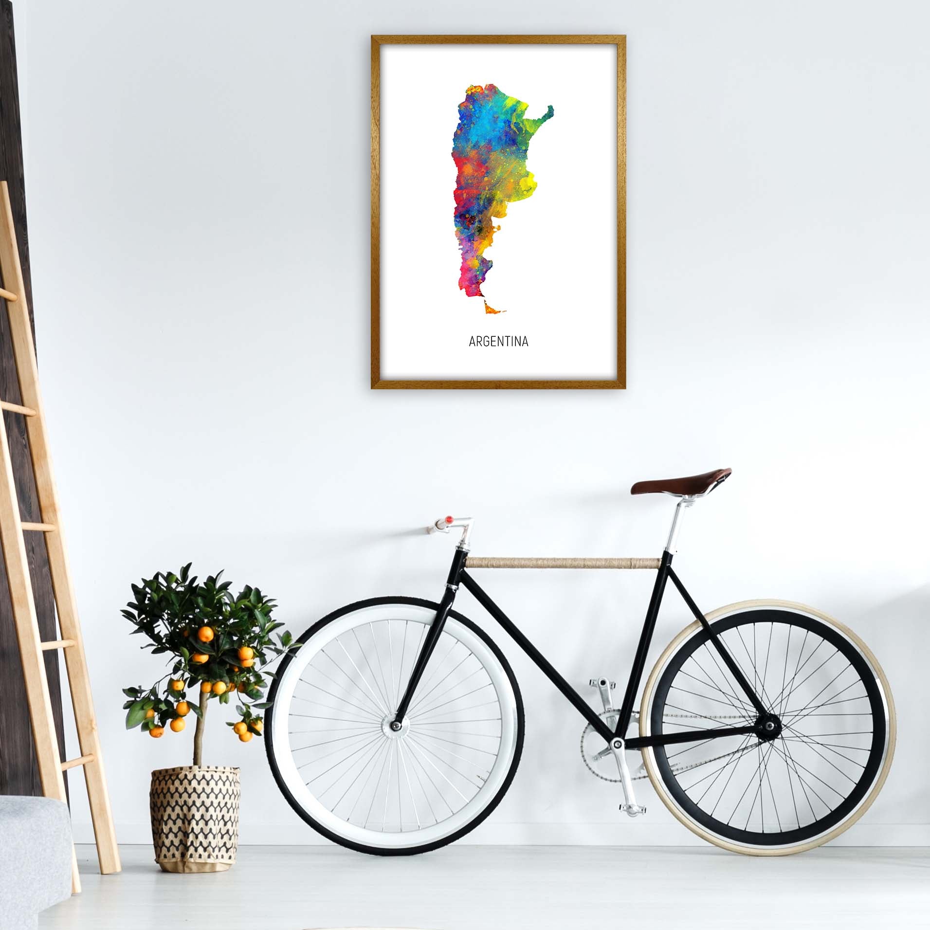 Argentina Watercolour Map Art Print by Michael Tompsett A1 Print Only