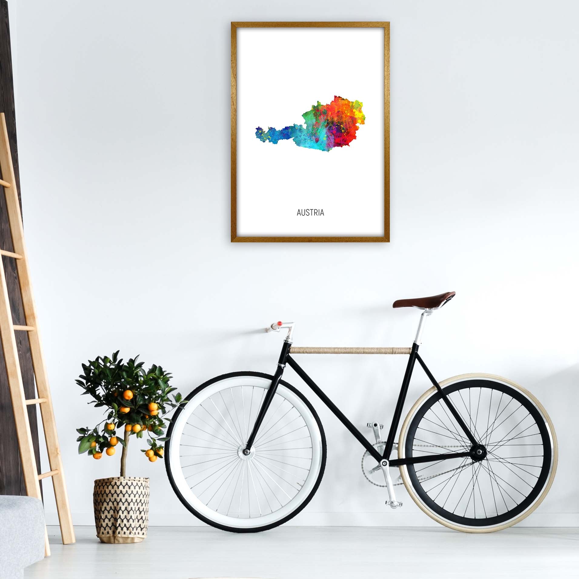 Austria Watercolour Map Art Print by Michael Tompsett A1 Print Only
