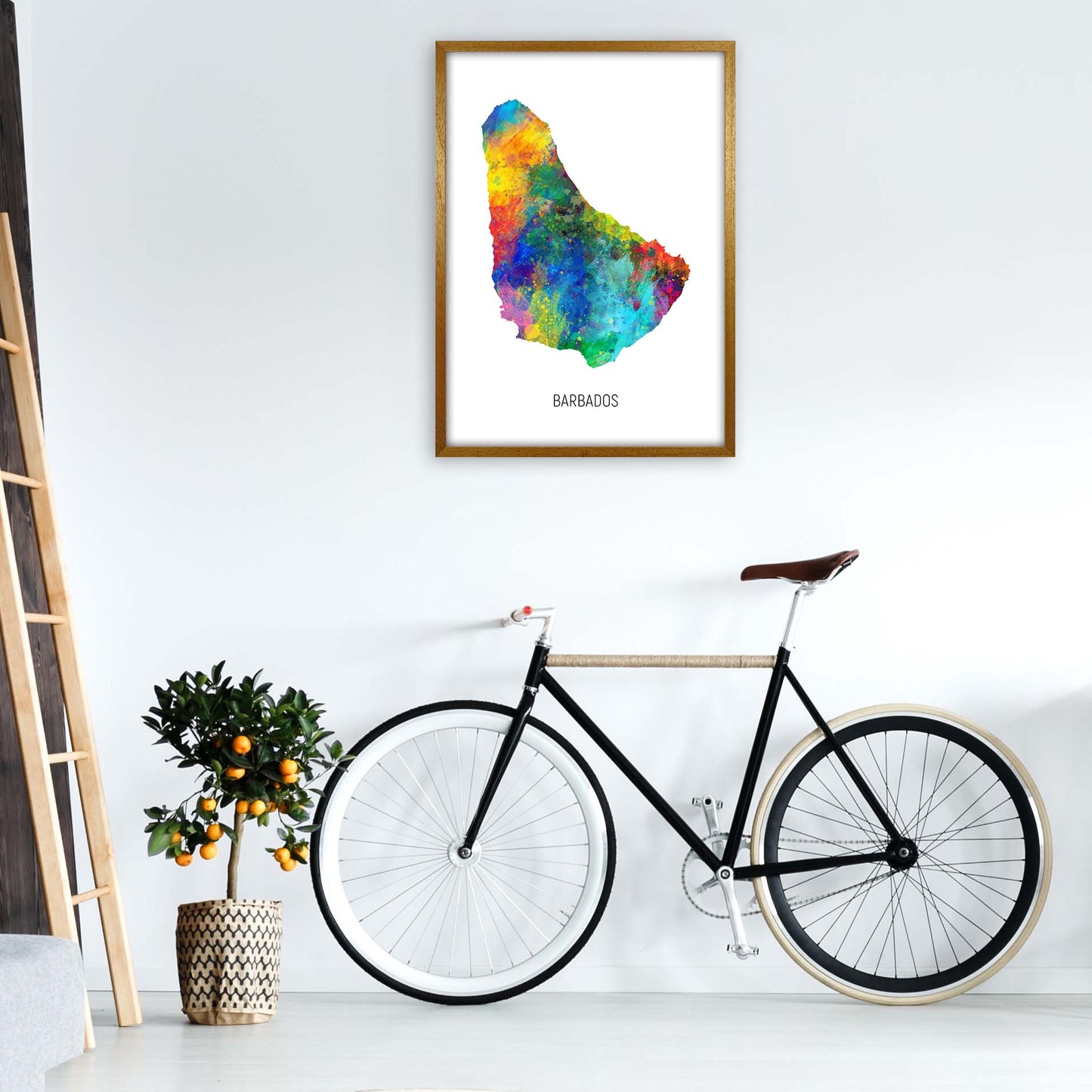 Barbados Watercolour Map Art Print by Michael Tompsett A1 Print Only
