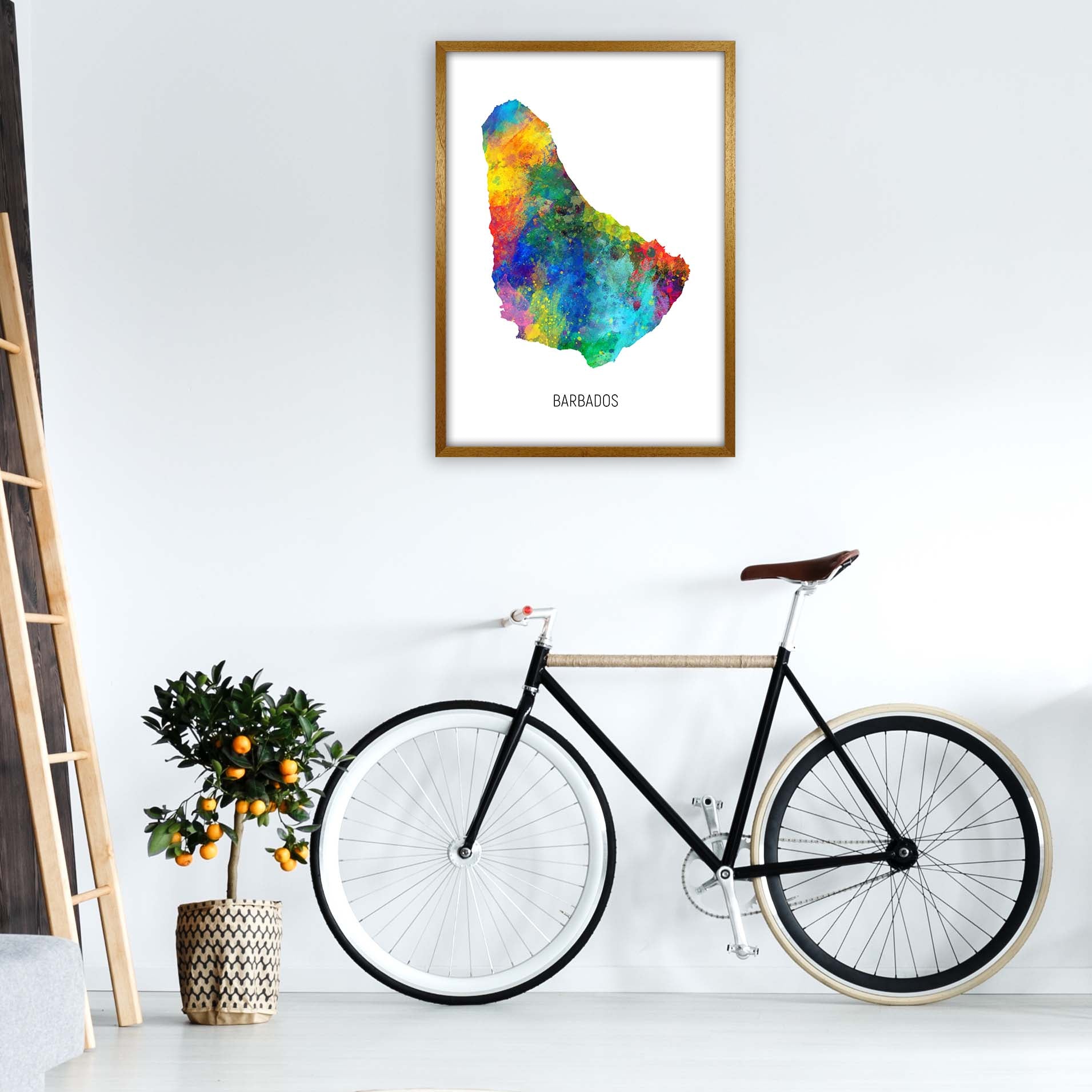 Barbados Watercolour Map Art Print by Michael Tompsett A1 Print Only