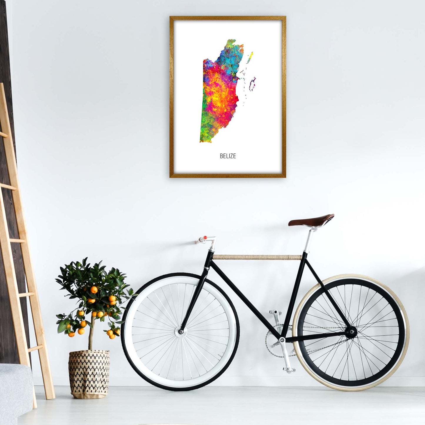Belize Watercolour Map Art Print by Michael Tompsett A1 Print Only
