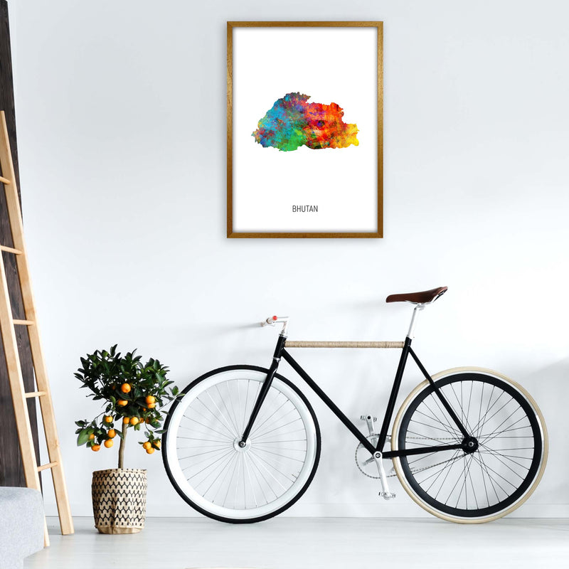 Bhutan Watercolour Map Art Print by Michael Tompsett A1 Print Only