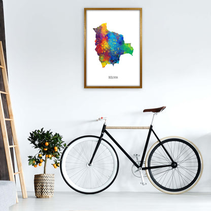Bolivia Watercolour Map Art Print by Michael Tompsett A1 Print Only