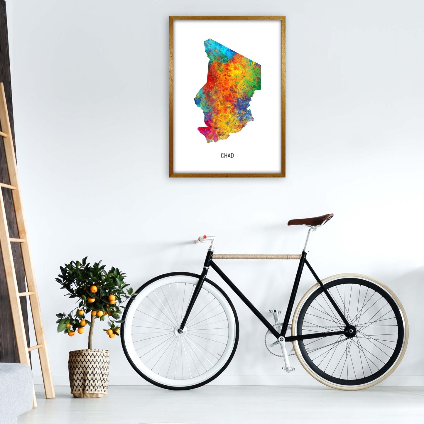 Chad Watercolour Map Art Print by Michael Tompsett A1 Print Only