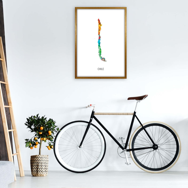 Chile Watercolour Map Art Print by Michael Tompsett A1 Print Only